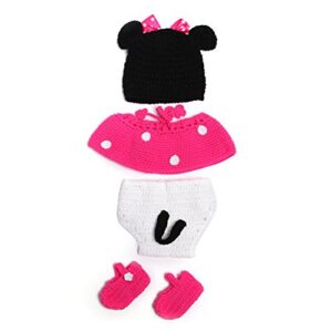 Pinbo Baby Girls Photography Prop Cute Knitted Crochet Hat Dress Diaper Shoes