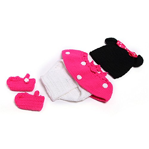 Pinbo Baby Girls Photography Prop Cute Knitted Crochet Hat Dress Diaper Shoes