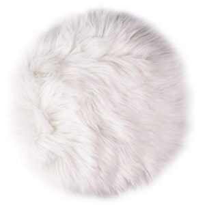 12’’ small faux fur sheepskin cushion soft plush area rug, white photo background for small product desktop photography, jewelry, watches, cosmetics, ornament, nail art, display and decor (round)