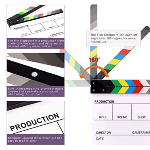 Swpeet 8Pcs 10"x12" Acrylic Film Movie Directors Clapboard Kit, Magnetic Blackboard Eraser, M3 Hex Wrench and 5Pcs Custom Pens Dry Erase Director Clapper Coating Board Slate for Director or Film Fans