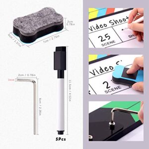 Swpeet 8Pcs 10"x12" Acrylic Film Movie Directors Clapboard Kit, Magnetic Blackboard Eraser, M3 Hex Wrench and 5Pcs Custom Pens Dry Erase Director Clapper Coating Board Slate for Director or Film Fans