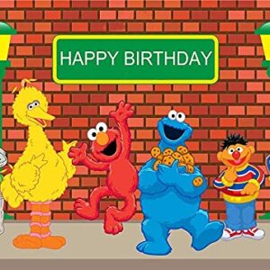 MC 5x3ft Sesame Street Brick Wall Photography Backdrops Birthday Party Decoration Photo Booth Background Baby Shower Studio Props Vinyl