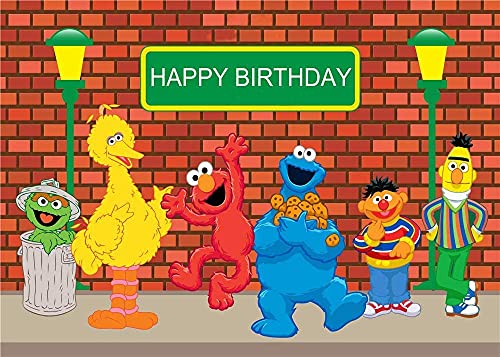 MC 5x3ft Sesame Street Brick Wall Photography Backdrops Birthday Party Decoration Photo Booth Background Baby Shower Studio Props Vinyl