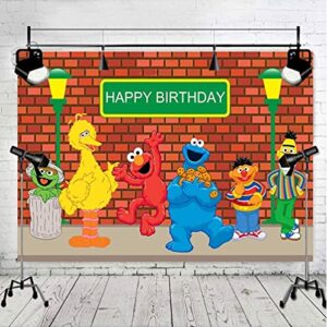 MC 5x3ft Sesame Street Brick Wall Photography Backdrops Birthday Party Decoration Photo Booth Background Baby Shower Studio Props Vinyl