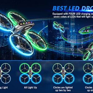 HASAKEE RC Drone for Kids Adults with HD FPV Camera,Cool Toys Gifts for Boys Girls,Hobby RC Quadcopter Skyquad with Cool LED Light,Full Protect Guards and Long Flight Time,Q11 Durable for Beginners