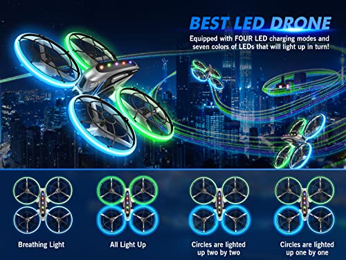 HASAKEE RC Drone for Kids Adults with HD FPV Camera,Cool Toys Gifts for Boys Girls,Hobby RC Quadcopter Skyquad with Cool LED Light,Full Protect Guards and Long Flight Time,Q11 Durable for Beginners