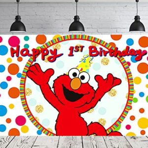 Red Elmo Backdrop for 1st Birthday Party Supplies 5x3ft Cartoon Banner Street Decorations