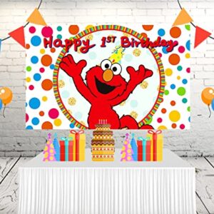 Red Elmo Backdrop for 1st Birthday Party Supplies 5x3ft Cartoon Banner Street Decorations