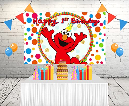 Red Elmo Backdrop for 1st Birthday Party Supplies 5x3ft Cartoon Banner Street Decorations