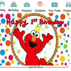 Red Elmo Backdrop for 1st Birthday Party Supplies 5x3ft Cartoon Banner Street Decorations