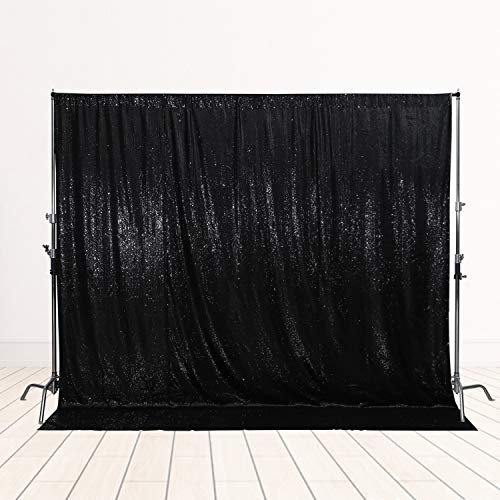 SquarePie Sequin Backdrop Not See Through Thick Background Glitter Curtain for Party 6FT x 6FT Black