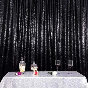 SquarePie Sequin Backdrop Not See Through Thick Background Glitter Curtain for Party 6FT x 6FT Black