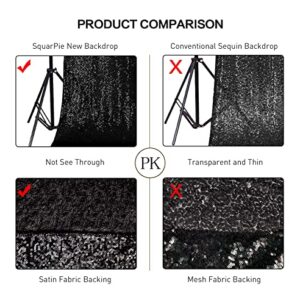 SquarePie Sequin Backdrop Not See Through Thick Background Glitter Curtain for Party 6FT x 6FT Black