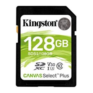 Kingston 128GB SDXC Canvas Select Plus 100MB/s Read Class 10 UHS-I U1 V30 Memory Card (SDS2/128GB)