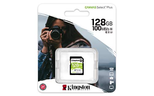 Kingston 128GB SDXC Canvas Select Plus 100MB/s Read Class 10 UHS-I U1 V30 Memory Card (SDS2/128GB)