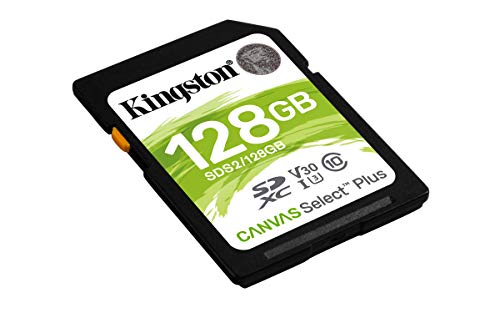 Kingston 128GB SDXC Canvas Select Plus 100MB/s Read Class 10 UHS-I U1 V30 Memory Card (SDS2/128GB)