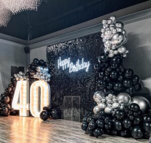 black shimmer wall backdrop – 24 pcs decorations panel | wedding, birthday, anniversary, engagement & bridal shower party decor | glitter bling sequins photo backdrops sheets (black)
