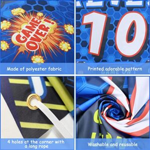 Vlipoeasn 10th Birthday Decorations for Boys 10th Video Game Birthday Door Banner Blue 10th Birthday Gamer Door Cover Sign Poster Decorations 10th Video Gamer Backdrop Party Supplies