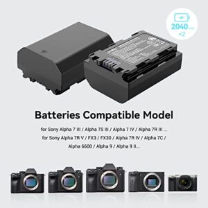 SmallRig NP-FZ100 Battery Charger Set for Sony NP-FZ100 Battery, Double Slot NP-FZ100 Charger for Sony Alpha A7R V, A7 IV, A7 III, A7S III, FX3, A7C, A7R IV, A7R III, A6600, A9 II, 2040mAh - 3824