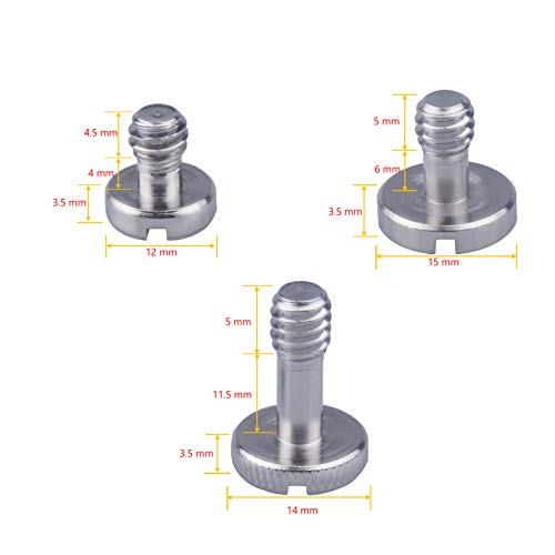 Xwell 1/4''-20 Slotted Screw, for Quick Release (QR) Plate or Camera Tripod Monopod (15 Pcs)