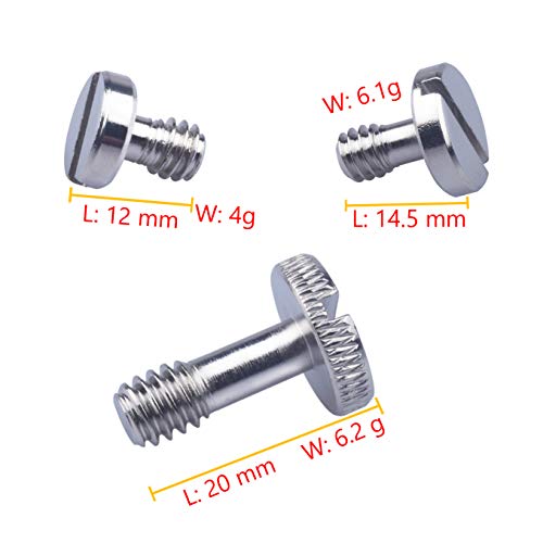 Xwell 1/4''-20 Slotted Screw, for Quick Release (QR) Plate or Camera Tripod Monopod (15 Pcs)