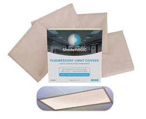 shademagic fluorescent light filter covers (mocha) – diffuser pack; eliminate harsh glare that causes eyestrain and head strain the the classroom or at office. (4)