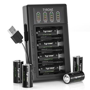 tyrone rechargeable cr123a lithium batteries cr123a battery for arlo camera vmc3030 vms3330 3530 alarm system, 8-pack 123a batteries and 4-bay charger
