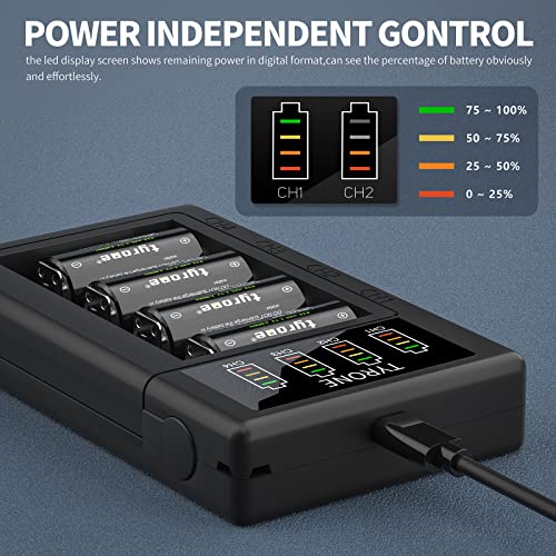 tyrone Rechargeable CR123a Lithium Batteries CR123A Battery for Arlo Camera VMC3030 VMS3330 3530 Alarm System, 8-Pack 123A Batteries and 4-Bay Charger