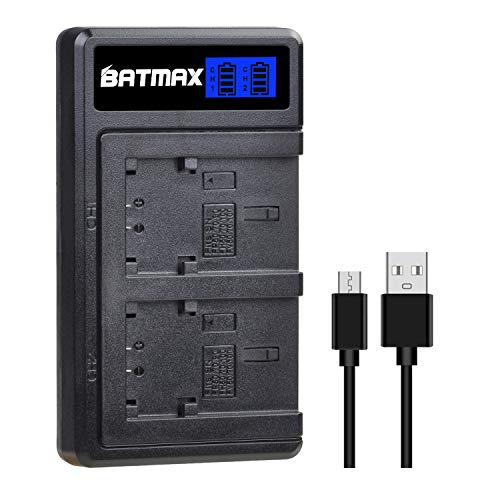 Batmax 2 Pack 1250mAh NP-FP50 Battery + USB LCD Dual Charger for Sony NP-FP30 NP-FP60 NP-FP70 NP-FP71 Battery and Sony DCR-DVD103 DVD105 DVD202E DVD203 DVD205 DVD305 DVD92