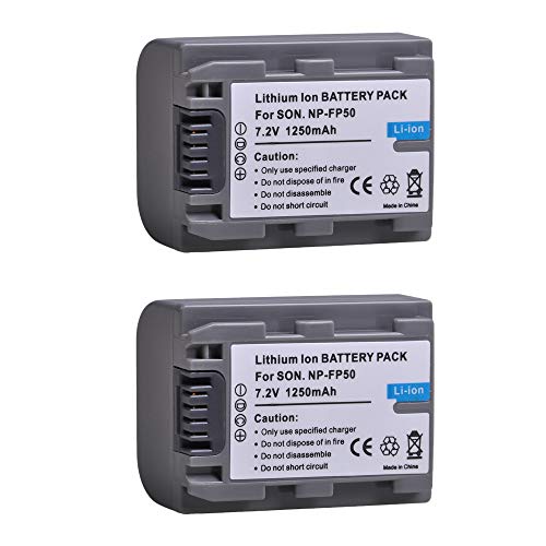 Batmax 2 Pack 1250mAh NP-FP50 Battery + USB LCD Dual Charger for Sony NP-FP30 NP-FP60 NP-FP70 NP-FP71 Battery and Sony DCR-DVD103 DVD105 DVD202E DVD203 DVD205 DVD305 DVD92