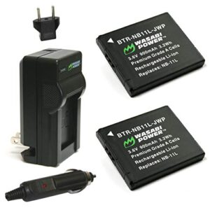 wasabi power battery (2-pack) and charger for canon nb-11l, nb-11lh and canon powershot a2300 is, a2400 is, a2500, a2600, a3400 is, a3500 is, a4000 is, elph 110 hs, elph 115 hs, elph 130 hs, elph 135 is, elph 140 is, elph 150 is, elph 160, elph 170 is, el