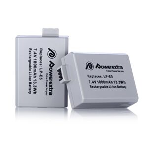 powerextra 2 pack lp e5 replacement lp-e5 battery pack for canon rebel xs rebel t1i rebel xsi 1000d 500d 450d kiss x3 kiss x2 kiss f