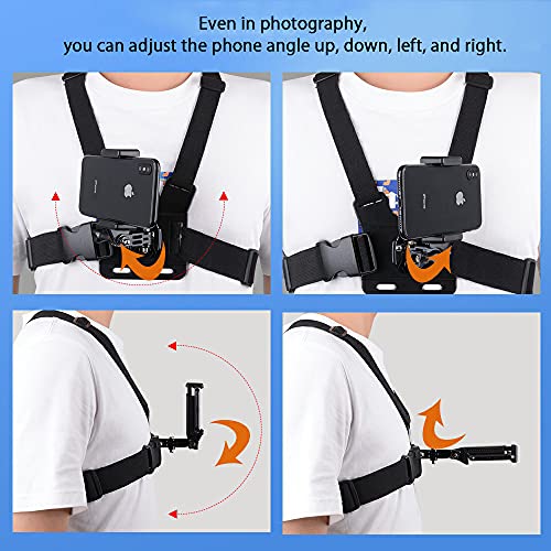 Mobile Phone Chest Mount Strap Holder ，Anti-Slide Strap Mount for Phone 360 Degree Rotary for Video Recording