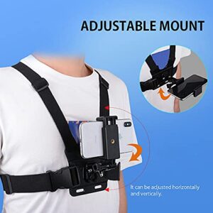 Mobile Phone Chest Mount Strap Holder ，Anti-Slide Strap Mount for Phone 360 Degree Rotary for Video Recording