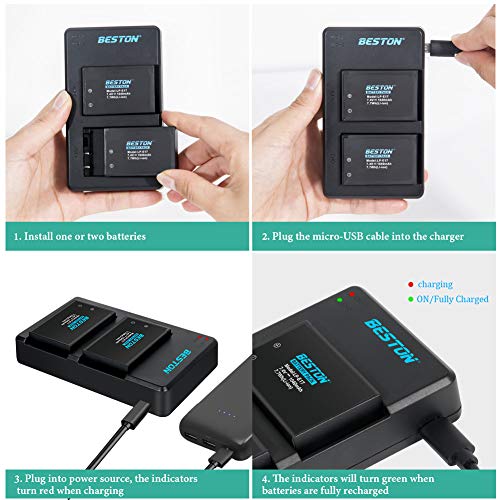 BESTON 2-Pack LP-E17 Battery and Charger Set for Canon EOS RP, Rebel T8i, T7i, T6i, T6s, SL2, SL3, EOS M3, M5, R10, M6 Mark II, 77D, 200D, 750D, 760D, 800D, 8000D Camera