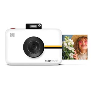 kodak step touch | 13mp digital camera & instant printer with 3.5 lcd touchscreen display, 1080p hd video – editing suite, bluetooth & zink zero ink technology | white