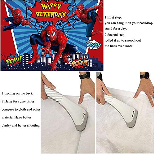 7x5ft Red Spiderman Photography Background Super City Spiderman Boys Kids Birthday Party Backdrops Superhero Citycape Baby Shower Photo Studio Props Banner