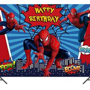 7x5ft Red Spiderman Photography Background Super City Spiderman Boys Kids Birthday Party Backdrops Superhero Citycape Baby Shower Photo Studio Props Banner