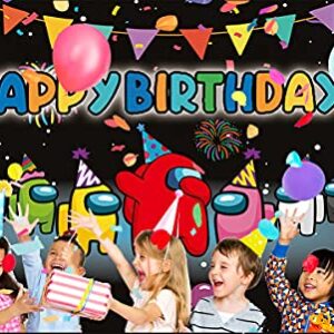ZEADERS Video Game Theme Party Supplies Photography Backdrop Baby Happy Birthday Party Banner Photo Background Cake Table Decoration for Indoor Outdoor Living Room Yard (5x3.3ft)