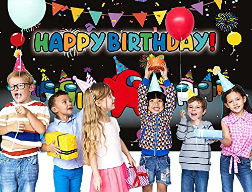 ZEADERS Video Game Theme Party Supplies Photography Backdrop Baby Happy Birthday Party Banner Photo Background Cake Table Decoration for Indoor Outdoor Living Room Yard (5x3.3ft)