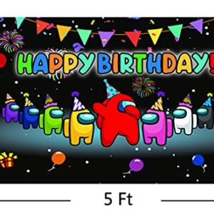 ZEADERS Video Game Theme Party Supplies Photography Backdrop Baby Happy Birthday Party Banner Photo Background Cake Table Decoration for Indoor Outdoor Living Room Yard (5x3.3ft)