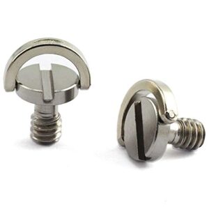 HJ Garden 2pcs 1/4-20 Thread D-Ring Stainless Steel Camera Fixing Screws for Camera Tripod Monopod QR Plate,D Shaft Quick Release Plate Mounting Screw 10mm Length