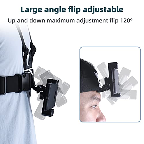 Mobile Phone Chest Mount Harness Strap Holder and Phone Head Mount Holder Kit for Shoot POV/VLOG Compatible with iPhone, GoPro and DJI Action 2 Camera