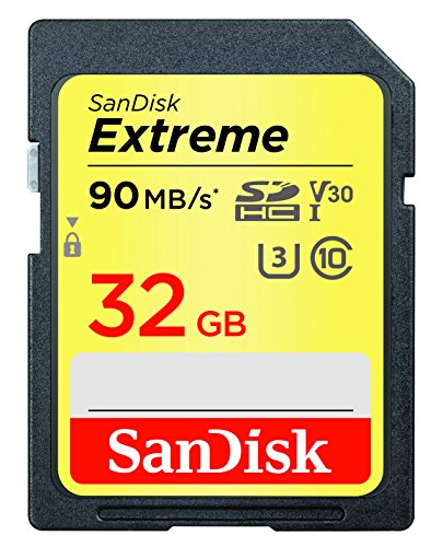 SanDisk 32GB Extreme SDHC UHS-I Memory Card - 90MB/s, C10, U3, V30, 4K UHD, SD Card - SDSDXVE-032G-GNCIN