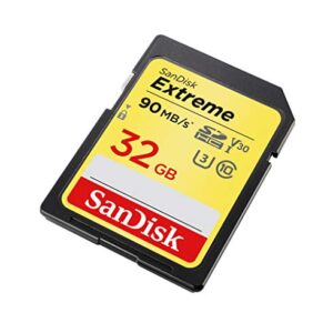 SanDisk 32GB Extreme SDHC UHS-I Memory Card - 90MB/s, C10, U3, V30, 4K UHD, SD Card - SDSDXVE-032G-GNCIN