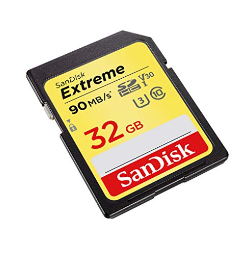 SanDisk 32GB Extreme SDHC UHS-I Memory Card - 90MB/s, C10, U3, V30, 4K UHD, SD Card - SDSDXVE-032G-GNCIN