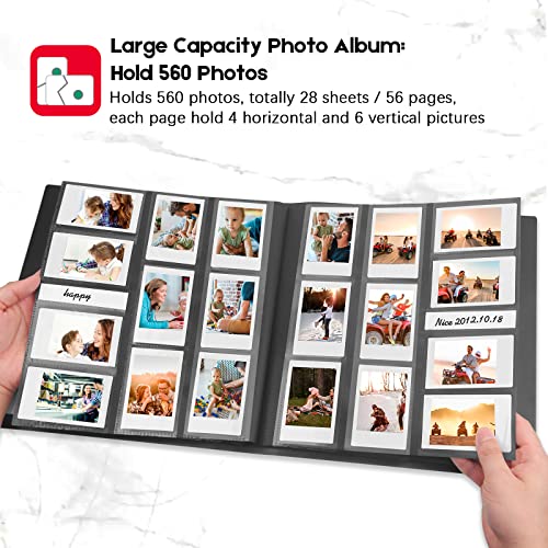 560 Pockets Photo Album for Fujifilm Instax Mini Camera, Polaroid Zink 2x3 Photo Camera, for Fujifilm Instax Mini 11 12 9 40 Evo Liplay 8 7+ Instant Camera, Polaroid Snap PIC-300 Z2300 Camera (Black)