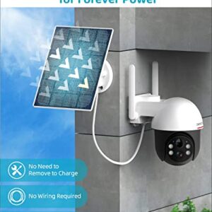 DEKCO 【New Version】 5MP UHD Solar Security Camera Wireless Outdoor, Home Security System with Spotlights, Night Vision, Pan Tilt 360° View, 2-Way Audio, Human Detection, Connect to 2.4Ghz WiFi DC9P