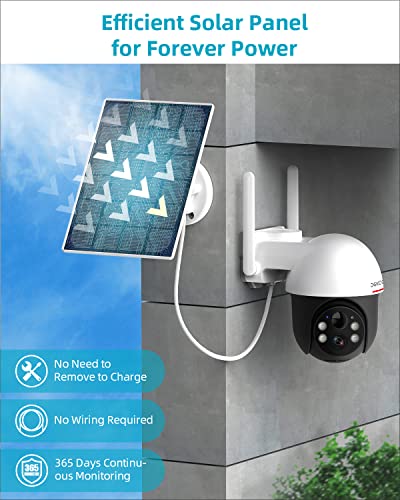 DEKCO 【New Version】 5MP UHD Solar Security Camera Wireless Outdoor, Home Security System with Spotlights, Night Vision, Pan Tilt 360° View, 2-Way Audio, Human Detection, Connect to 2.4Ghz WiFi DC9P