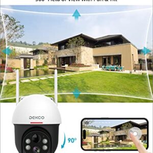 DEKCO 【New Version】 5MP UHD Solar Security Camera Wireless Outdoor, Home Security System with Spotlights, Night Vision, Pan Tilt 360° View, 2-Way Audio, Human Detection, Connect to 2.4Ghz WiFi DC9P